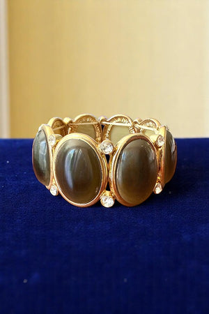OVAL GEMSTONE LINK STRETCH BRACELET