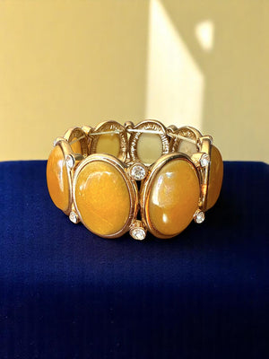 OVAL GEMSTONE LINK STRETCH BRACELET