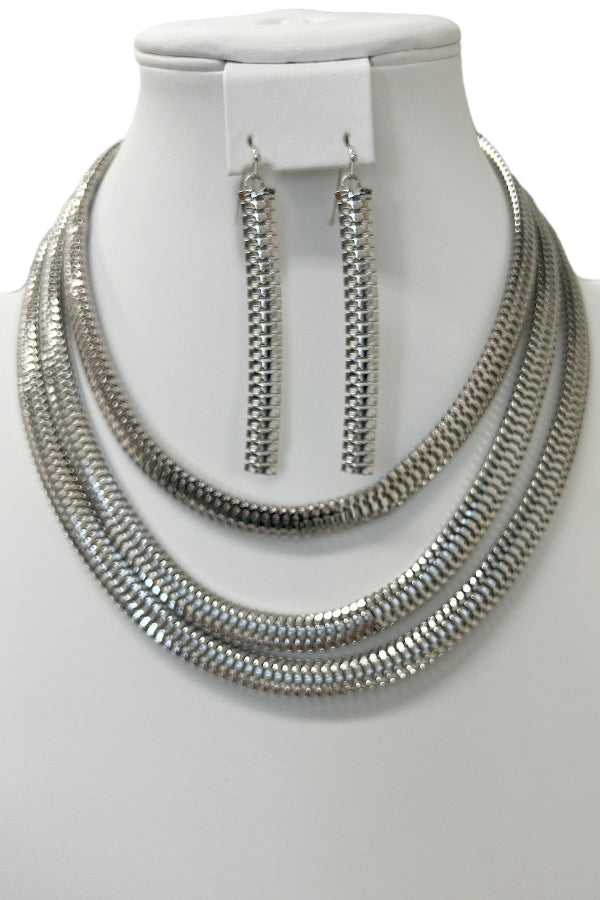 Flat Chain Layered Necklace Set