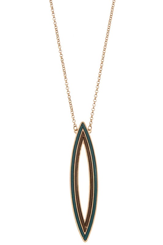 Elongated Marquise Cut Out Pendant Necklace Set