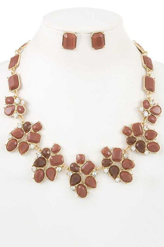 JNY Jones New York Statement Necklace Faceted Burgundy Lucite Gemstones |  eBay