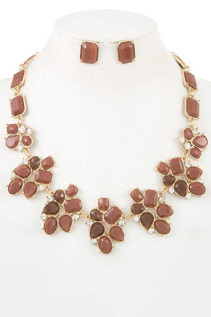 Framed Stone Statement Necklace Set