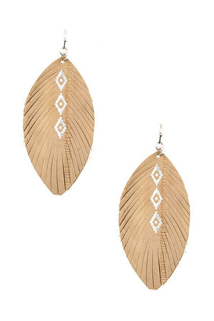 DIAMOND PRINT FRINGE LEAF EARRING