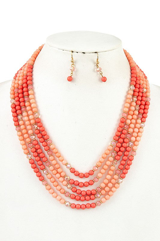 TWO TONE BEAD NECKLACE SET