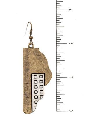 ETCHED BUILDING DANGLE EARRING