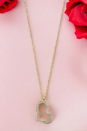 Rhinestone Heart Pendant Necklace