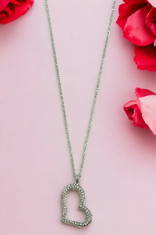 Rhinestone Heart Pendant Necklace