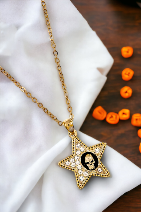 Skull Star Pendant Long Necklace