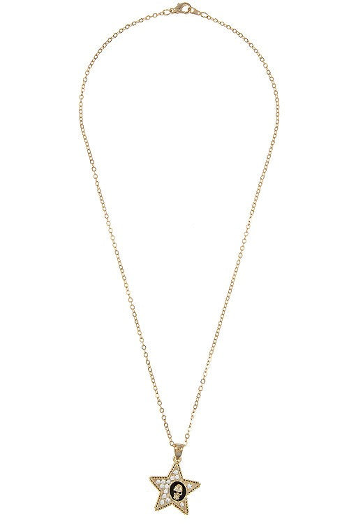 Skull Star Pendant Long Necklace