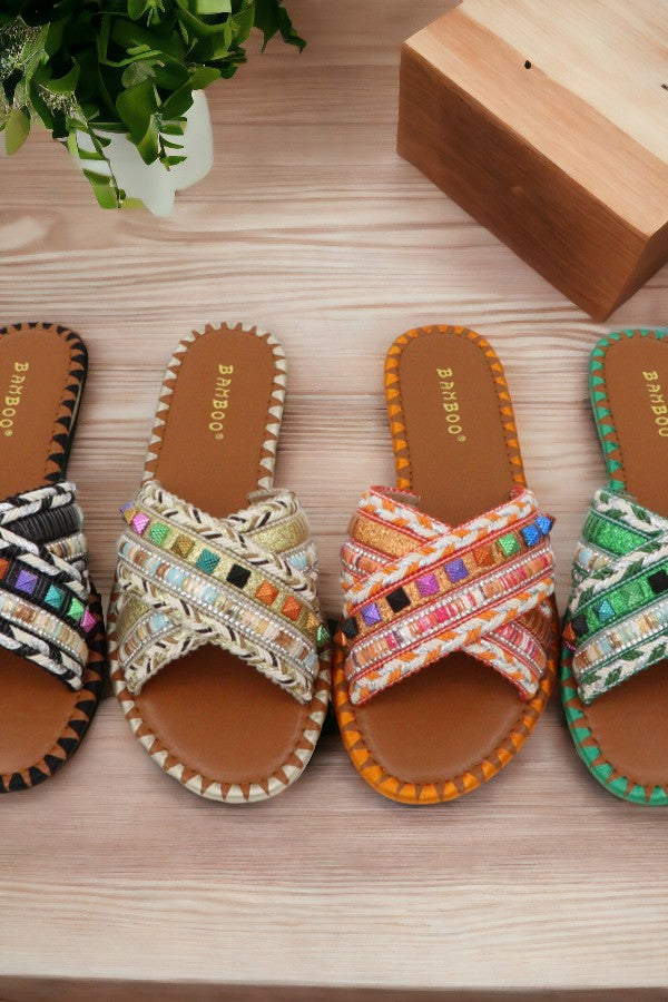 Fashionable Colorful Woven Flats