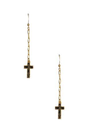 Cross Animal Print Dangle Earring