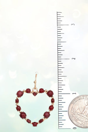 GEM STUDDED HEART DANGLE EARRING