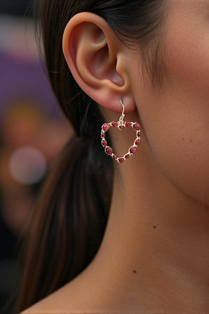 GEM STUDDED HEART DANGLE EARRING