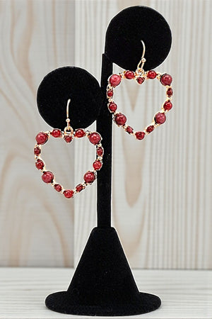 GEM STUDDED HEART DANGLE EARRING