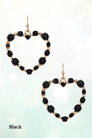GEM STUDDED HEART DANGLE EARRING