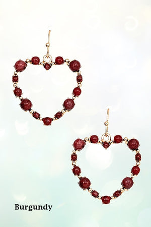 GEM STUDDED HEART DANGLE EARRING