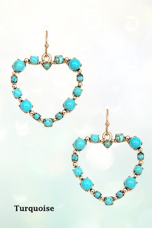 GEM STUDDED HEART DANGLE EARRING