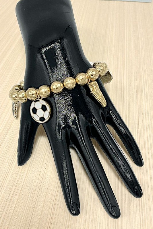SOCCER MULTI CHARM BEADED BRACELET