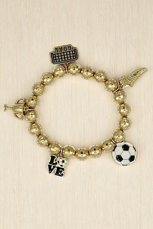 SOCCER MULTI CHARM BEADED BRACELET