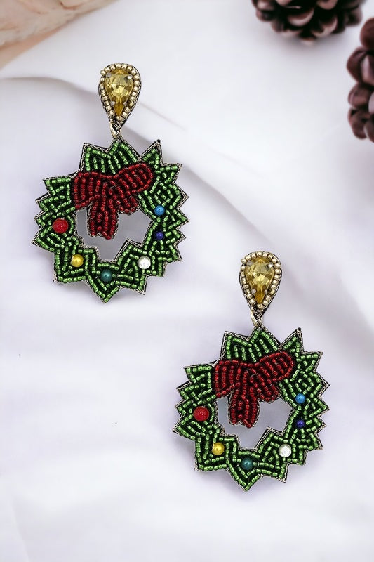 Christmas Wreath Dangle Earring