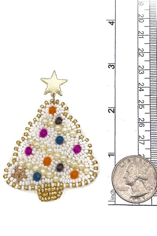 Beaded Christmas Tree Drop Earring