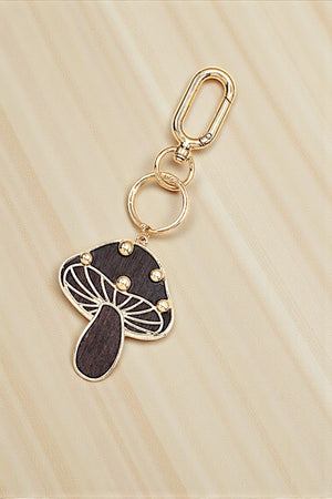 WOOD CUT MUSHROOM GEMBEAD KEYCHAIN