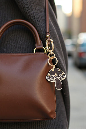 WOOD CUT MUSHROOM GEMBEAD KEYCHAIN