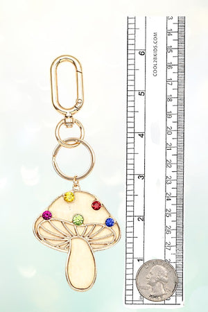 WOOD CUT MUSHROOM GEMBEAD KEYCHAIN