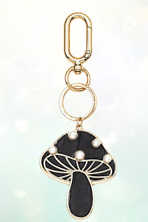 WOOD CUT MUSHROOM GEMBEAD KEYCHAIN