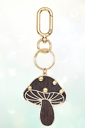 WOOD CUT MUSHROOM GEMBEAD KEYCHAIN