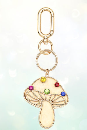 WOOD CUT MUSHROOM GEMBEAD KEYCHAIN