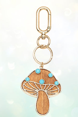 WOOD CUT MUSHROOM GEMBEAD KEYCHAIN
