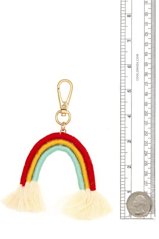 Rainbow Tassel Trim Keychain