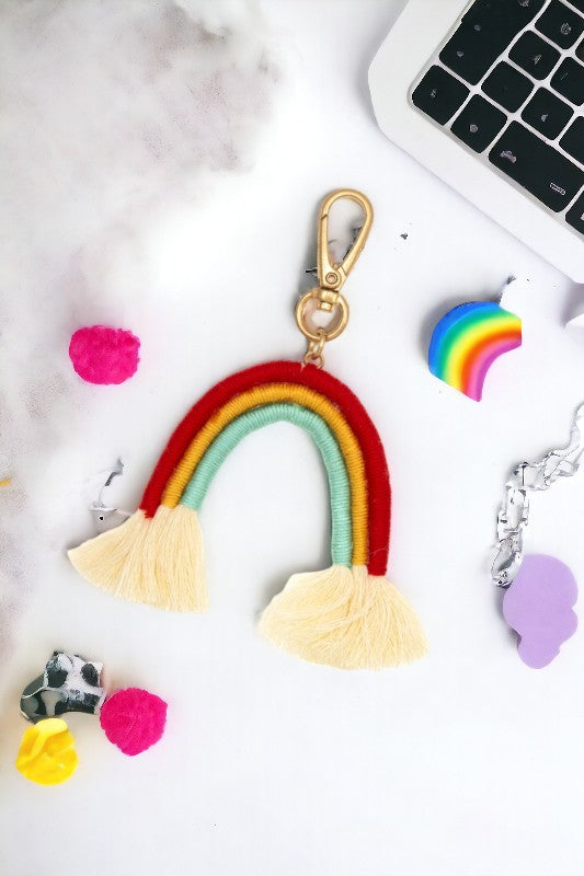 Rainbow Tassel Trim Keychain