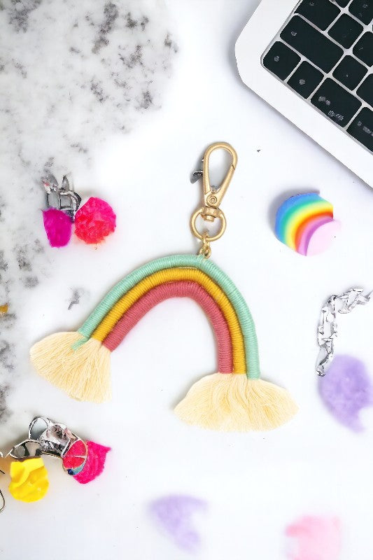 Rainbow Tassel Trim Keychain