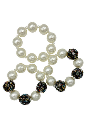 Pearl Bead Woven Mix Statement Bracelet