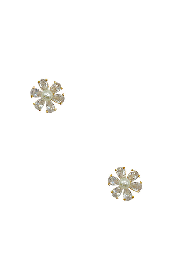 Floral Cubic ZIrconia Post Earring