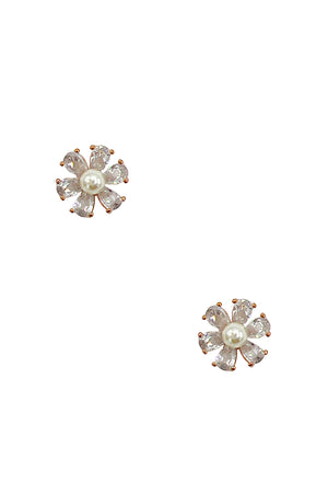 Floral Cubic ZIrconia Post Earring