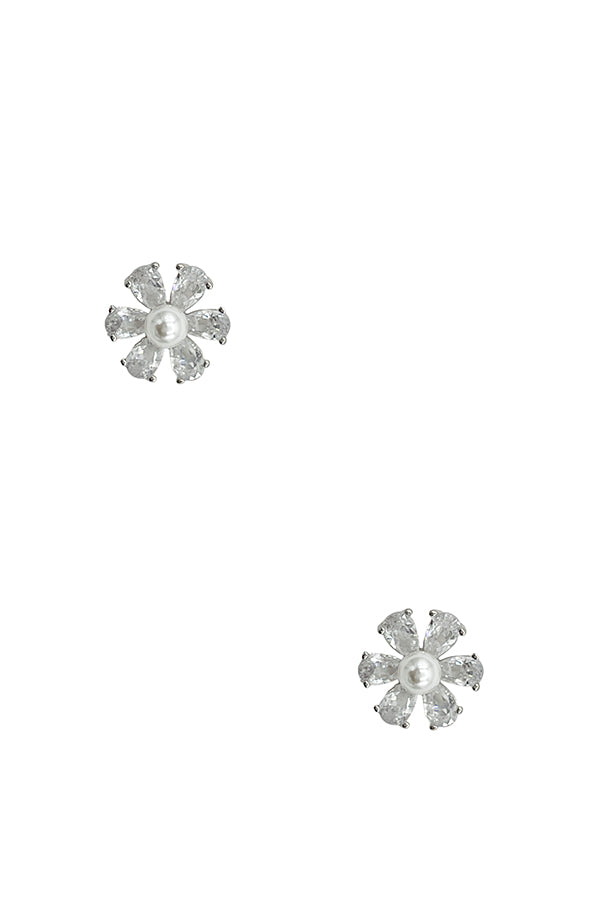 Floral Cubic ZIrconia Post Earring