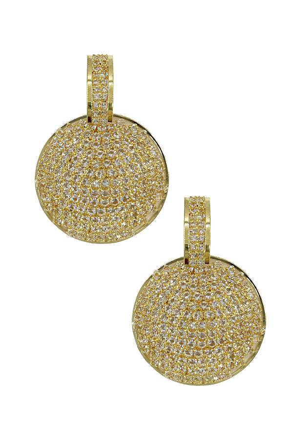 Rhinestone Pave Round Drop Earring