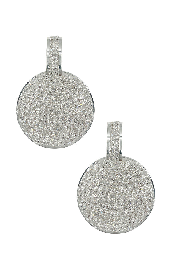 Rhinestone Pave Round Drop Earring