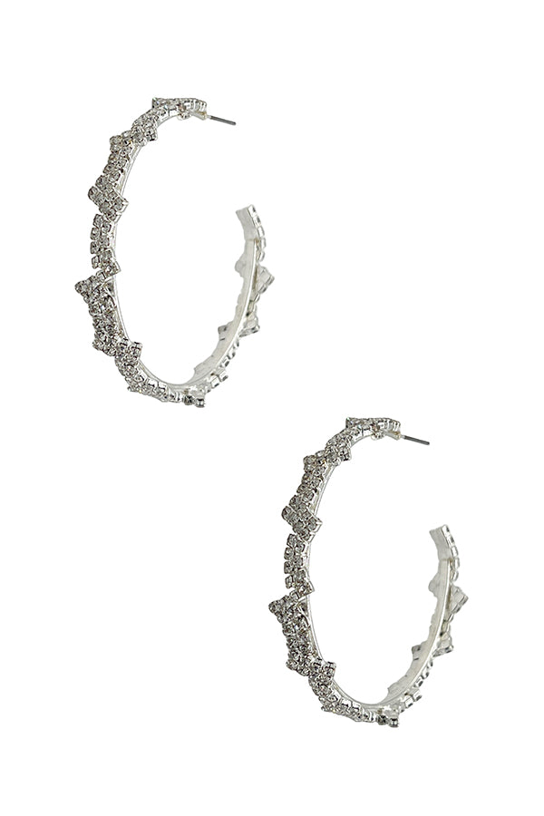 Zig Zag Rhinestone Pave Hoop Earring