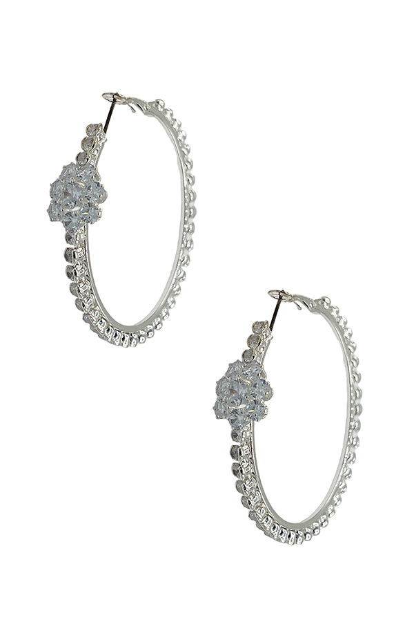 Crystal Gem Pave Hoop Earring