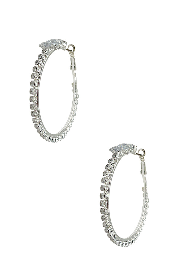 Crystal Gem Pave Hoop Earring