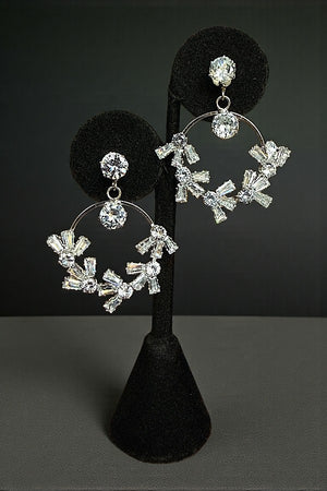 CRYSTAL GEM ROUND DROP EARRING