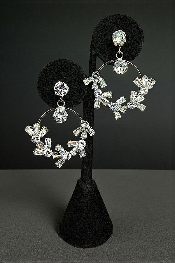 CRYSTAL GEM ROUND DROP EARRING