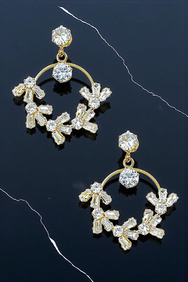 CRYSTAL GEM ROUND DROP EARRING