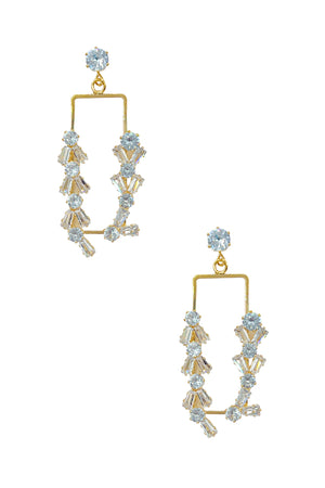 Semi Crystal Gem Rectangle Drop Earring