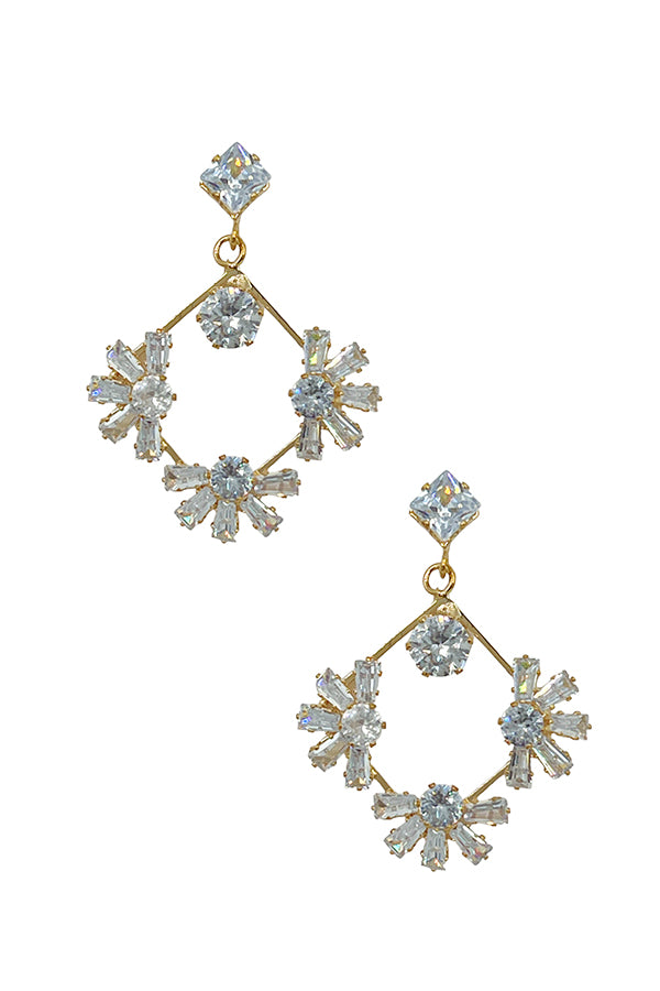 Semi Crystal Gem Diamond Drop Earring