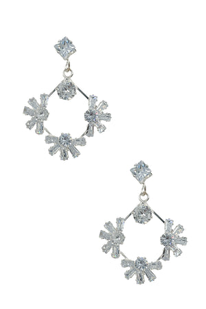 Semi Crystal Gem Diamond Drop Earring